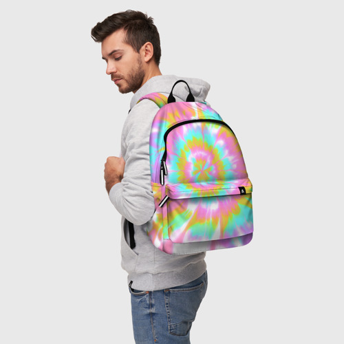Рюкзак 3D с принтом Tie-Dye кислотный в стиле барби, фото на моделе #1