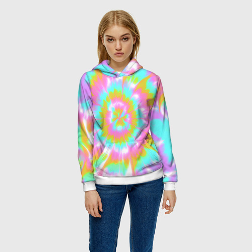 Женская толстовка 3D Tie-Dye кислотный в стиле барби, цвет 3D печать - фото 3