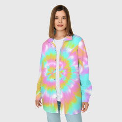 Женская рубашка oversize 3D Tie-Dye кислотный в стиле барби - фото 2