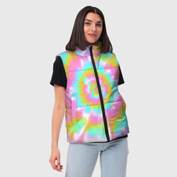 Женский жилет утепленный 3D Tie-Dye кислотный в стиле барби - фото 2