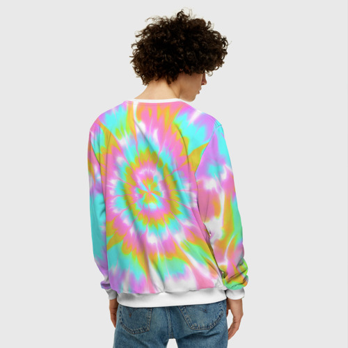 Мужской свитшот 3D Tie-Dye кислотный в стиле барби, цвет белый - фото 4