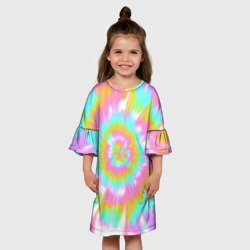 Детское платье 3D Tie-Dye кислотный в стиле барби - фото 2