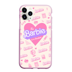 Чехол для iPhone 11 Pro матовый Барби-студентка: розово-бежевый паттерн 
