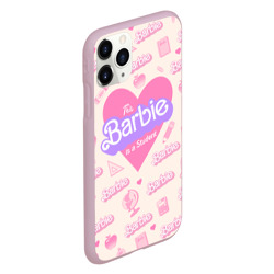 Чехол для iPhone 11 Pro матовый Барби-студентка: розово-бежевый паттерн  - фото 2