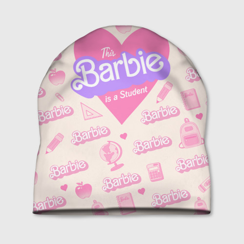 Шапка 3D Барби-студентка: розово-бежевый паттерн 