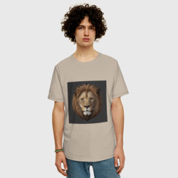Мужская футболка хлопок Oversize Морда льва классик - фото 2