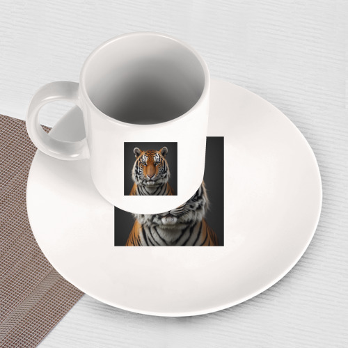 Набор: тарелка + кружка Серьезный тигр - фото 3