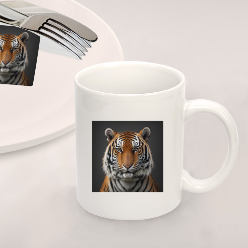 Набор: тарелка + кружка Серьезный тигр - фото 2