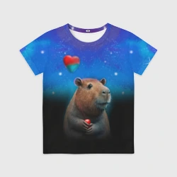 Детская футболка 3D Капибара в космосе