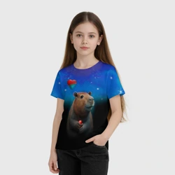 Детская футболка 3D Капибара в космосе - фото 2