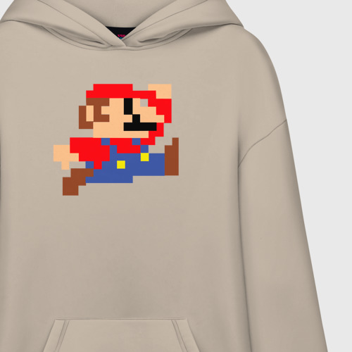 Худи SuperOversize хлопок Пиксельный Марио, цвет миндальный - фото 3