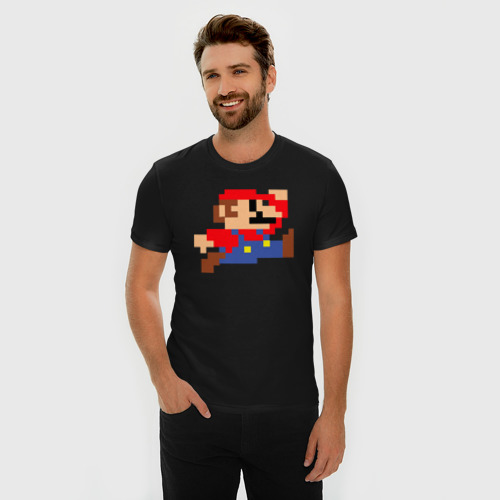 Мужская футболка хлопок Slim Пиксельный Марио, цвет черный - фото 3