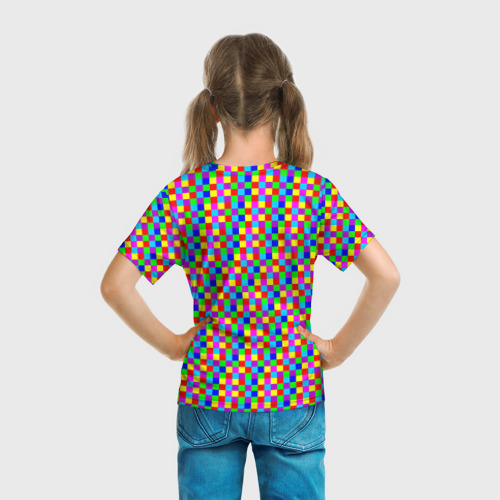 Детская футболка 3D Разноцветные маленькие квадраты, цвет 3D печать - фото 6