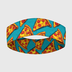 Повязка на голову 3D Кусочки пиццы на синем фоне