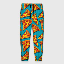 Мужские брюки 3D Кусочки пиццы на синем фоне