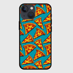 Чехол для iPhone 13 mini Кусочки пиццы на синем фоне