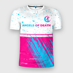 Мужская футболка 3D Slim Angels of Death neon gradient style: символ сверху