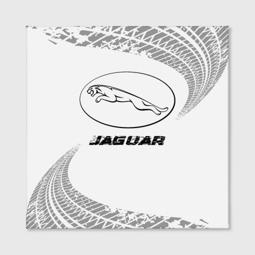 Холст квадратный Jaguar speed на светлом фоне со следами шин, цвет 3D печать - фото 2