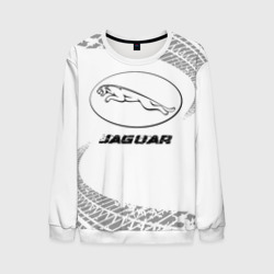 Мужской свитшот 3D Jaguar speed на светлом фоне со следами шин