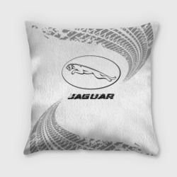 Подушка 3D Jaguar speed на светлом фоне со следами шин