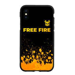Чехол для iPhone XS Max матовый Free Fire - gold gradient: символ сверху
