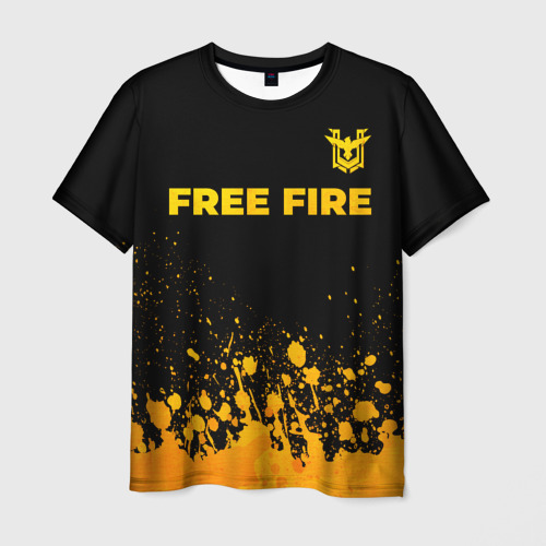 Мужская футболка с принтом Free Fire - gold gradient: символ сверху, вид спереди №1