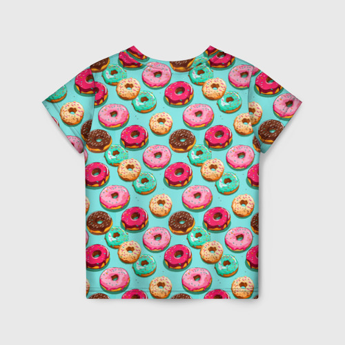 Детская футболка 3D Разноцветные пончики паттерн, цвет 3D печать - фото 2
