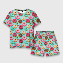 Мужской костюм с шортами 3D Разноцветные пончики паттерн