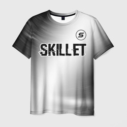 Мужская футболка 3D Skillet glitch на светлом фоне: символ сверху