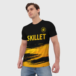 Мужская футболка 3D Skillet - gold gradient: символ сверху - фото 2