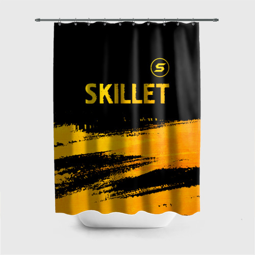 Штора 3D для ванной Skillet - gold gradient: символ сверху