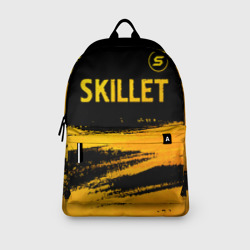 Рюкзак с принтом Skillet - gold gradient: символ сверху для любого человека, вид спереди №3. Цвет основы: белый