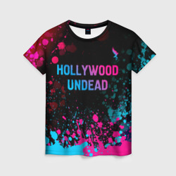 Женская футболка 3D Hollywood Undead - neon gradient: символ сверху