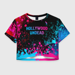 Женская футболка Crop-top 3D Hollywood Undead - neon gradient: символ сверху