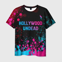 Мужская футболка 3D Hollywood Undead - neon gradient: символ сверху