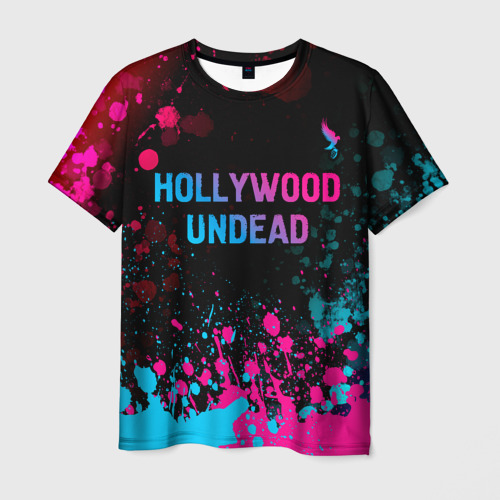 Мужская футболка 3D Hollywood Undead - neon gradient: символ сверху, цвет 3D печать