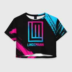 Женская футболка Crop-top 3D Lindemann - neon gradient