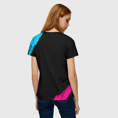 Женская футболка 3D с принтом Lindemann - neon gradient, вид сзади #2