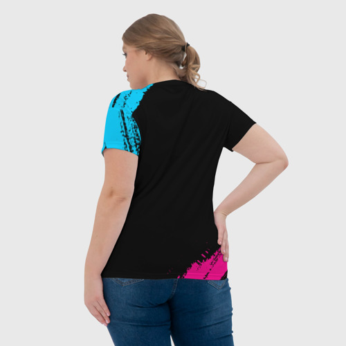 Женская футболка 3D с принтом Lindemann - neon gradient, вид сзади #2