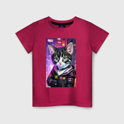 Детская футболка хлопок Глазастый городской котёнок
