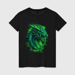 Женская футболка хлопок Дракон 2024 зеленый