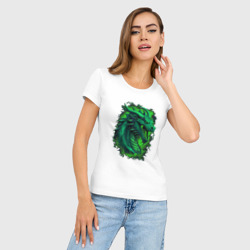Женская футболка хлопок Slim Дракон 2024 зеленый - фото 2
