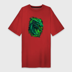 Платье-футболка хлопок Дракон 2024 зеленый