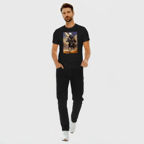 Мужская футболка хлопок Slim Всадник апокалипсиса - нейросеть, цвет черный - фото 5