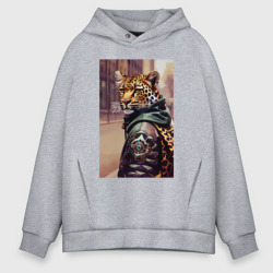 Мужское худи Oversize хлопок Cool leopard - urban style - neural network