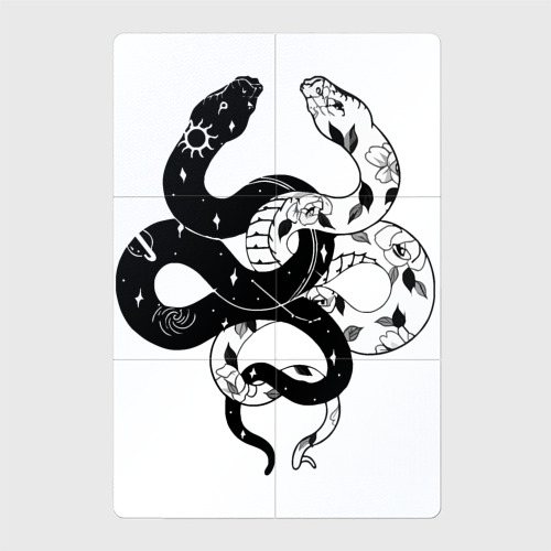 Магнитный плакат 2Х3 Змеи инь и янь - черное белое