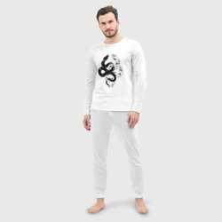 Мужская пижама с лонгсливом хлопок Змеи инь и янь - черное белое - фото 2