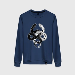 Женский свитшот хлопок Змеи инь и янь - черное белое