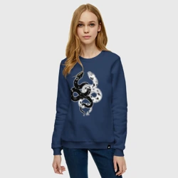 Женский свитшот хлопок Змеи инь и янь - черное белое - фото 2