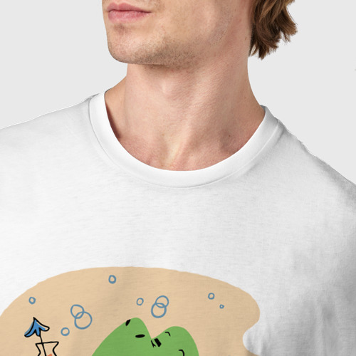 Мужская футболка хлопок Черепаха с коктейлем, цвет белый - фото 6